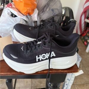 Hoka Black & White Cushioned Running Sneakers